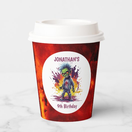 Apokalypse Birthday Zombie Boy Pappbecher (Rückseite)