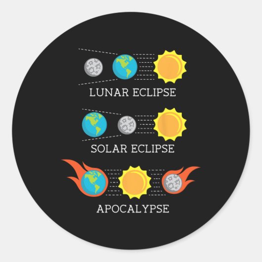 Apokalypse Lunar Solar Eclipse Space Runder Aufkleber (Vorderseite)