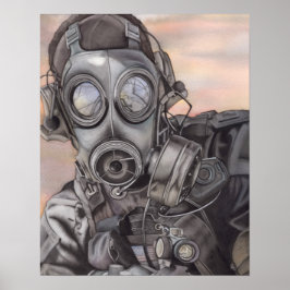 Apokalypse Prepper in Gasmaske Art Piece Poster