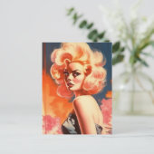 apokalyptische Retrofrau Postkarte (Stehend Vorderseite)