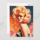 apokalyptische Retrofrau Postkarte (Vorne/Hinten)