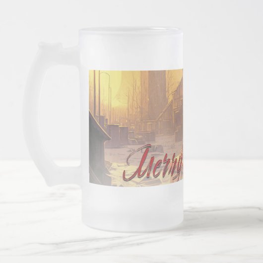 Apokalyptische Weihnachtsmotif, mit Geschenken Mattglas Bierglas (Links)