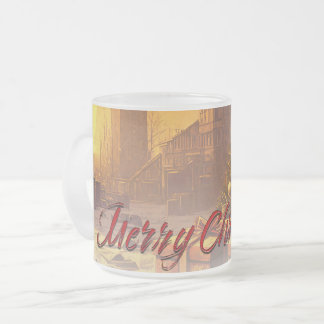 Apokalyptische Weihnachtsmotif, mit Geschenken Mattglastasse