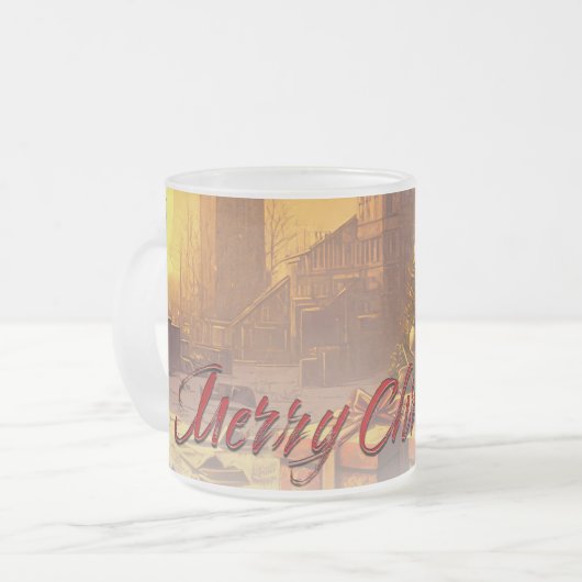 Apokalyptische Weihnachtsmotif, mit Geschenken Mattglastasse (Vorderseite Links)