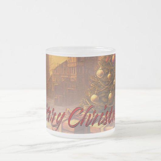 Apokalyptische Weihnachtsmotif, mit Geschenken Mattglastasse (Mittel)