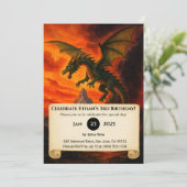 Apokalyptischer Feuerdrache über den Geburtstag Einladung (Stehend Vorderseite)