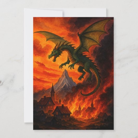 Apokalyptischer Feuerdrache über den Geburtstag Einladung (Rückseite)