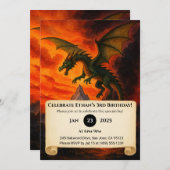 Apokalyptischer Feuerdrache über den Geburtstag Einladung (Vorne/Hinten)