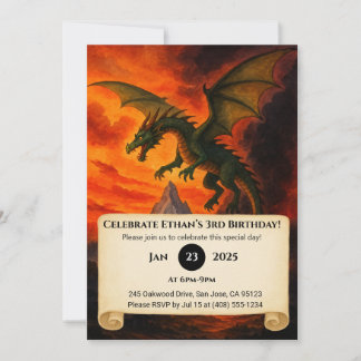 Apokalyptischer Feuerdrache über den Geburtstag Einladung