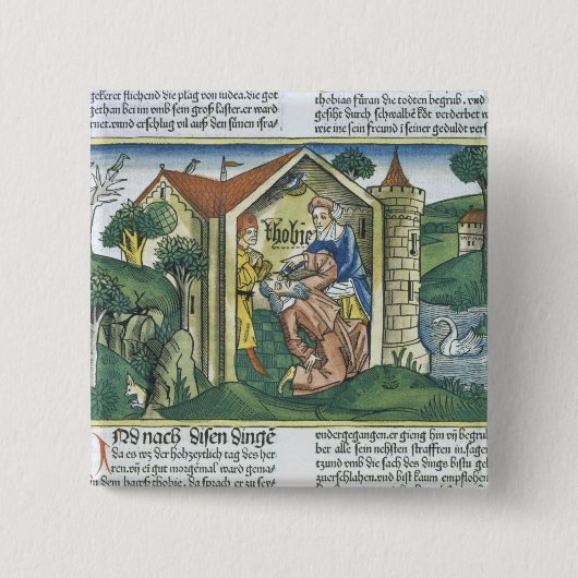 Apokryphen: Tobit ist durch den Dung des Spatzen Button (Vorderseite)