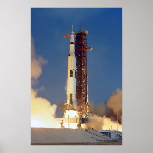 Apollo1 Saturn V Raketenstart Historischer Mond Poster (Vorne)