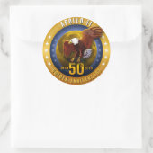 Apollo 11 50th Anniversary Golden Eagle and Moon - Runder Aufkleber (Tasche)