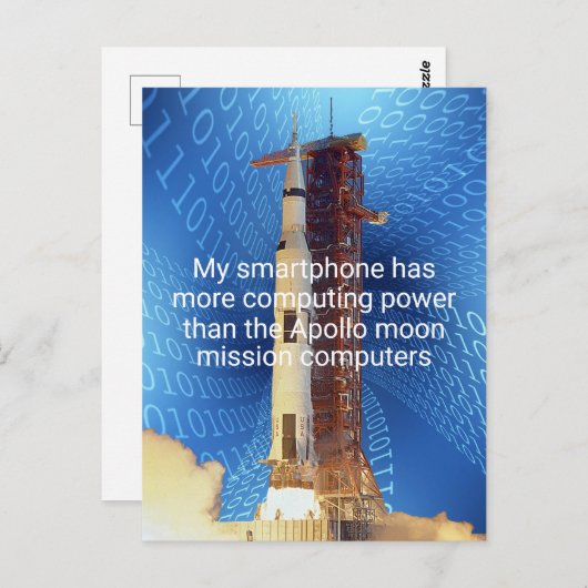 Apollo 11 Computing Power Postkarte (Vorne/Hinten)