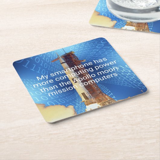 Apollo 11 Computing Power Rechteckiger Pappuntersetzer (angewinkelt)