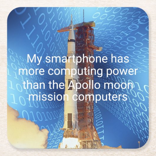 Apollo 11 Computing Power Rechteckiger Pappuntersetzer (Vorderseite)