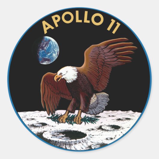 Apollo 11-Insignien Runder Aufkleber (Vorderseite)