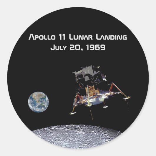 Apollo 11 Lunar Landing Runder Aufkleber (Vorderseite)