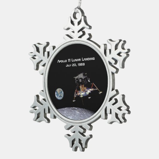 Apollo 11 Lunar Landing Schneeflocken Zinn-Ornament (Rechts)