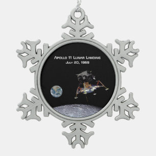 Apollo 11 Lunar Landing Schneeflocken Zinn-Ornament