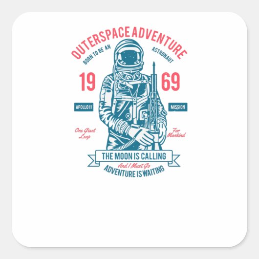 Apollo 11 quadratischer aufkleber (Vorderseite)