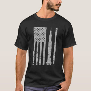 Apollo 11 Saturn V Rakete Vintager Flaggenraum Ast T-Shirt