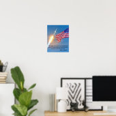 Apollo 11 Start mit amerikanischem Flag JFK Zitat Poster (Heimbüro)