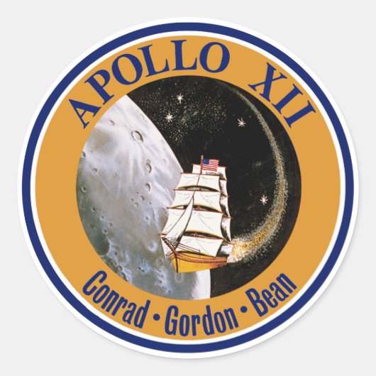 Apollo-12-Missionsabzeichen-Logo Runder Aufkleber (Vorderseite)