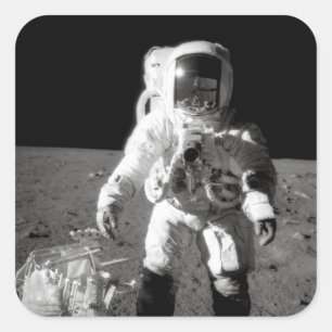 Apollo 12 Mondspaziergang Quadratischer Aufkleber