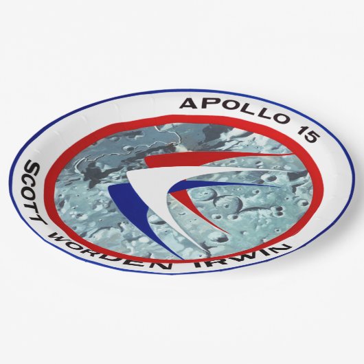 Apollo 15-Insignien Pappteller (Schrägansicht)