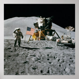 Apollo 15, Jim Irwin auf dem Mond. Großes Foto Poster