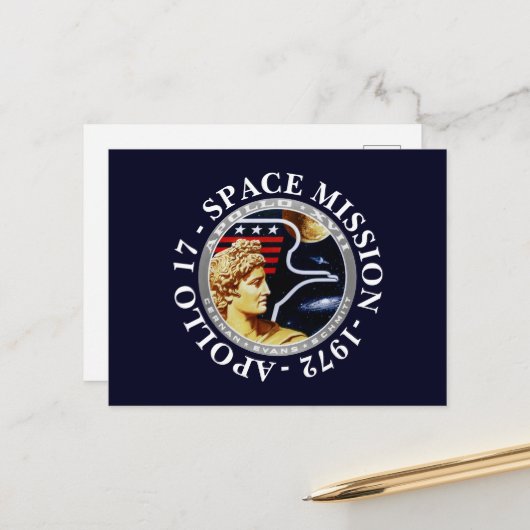 Apollo 17 Raumfahrt-Mission 1972 Insignien Postkarte (Vorderseite/Rückseite Beispiel)