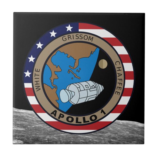 Apollo 1 Mission Patch Logo Fliese (Vorderseite)