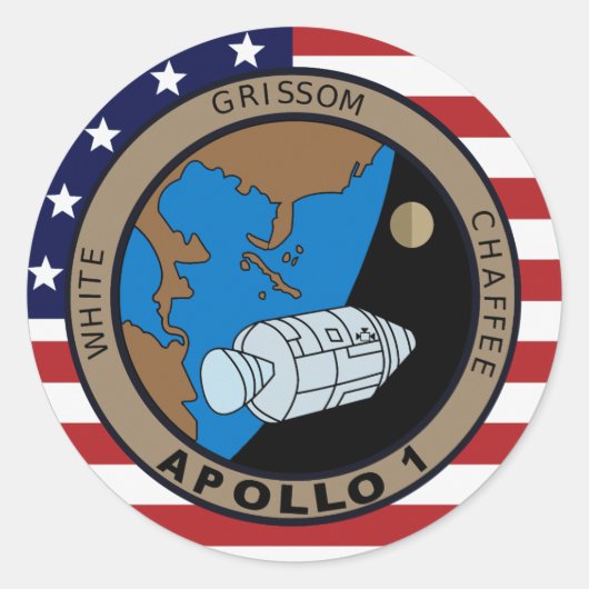 Apollo-1-Missionspatch-Logo Runder Aufkleber (Vorderseite)