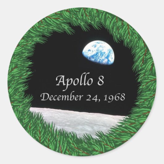 Apollo 8 Christmas Eve Moon Missio Runder Aufkleber (Vorderseite)