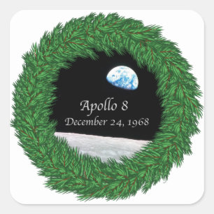 Apollo 8 Christmas Eve Moon Mission Quadratischer Aufkleber