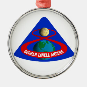Apollo 8: Erste Männer zum Mond! Silbernes Ornament