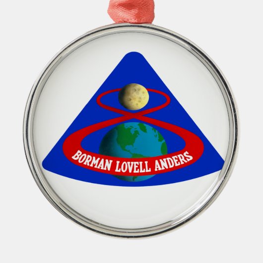 Apollo 8: Erste Männer zum Mond! Silbernes Ornament (Vorne)
