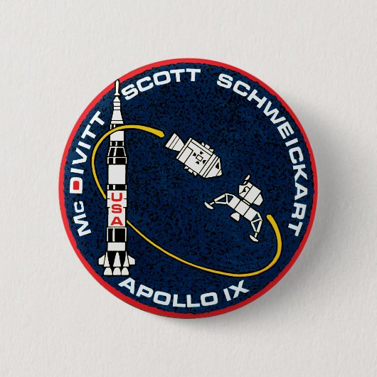 Apollo 9 NASA-Missionsabzeichen-Logo Button (Vorderseite)