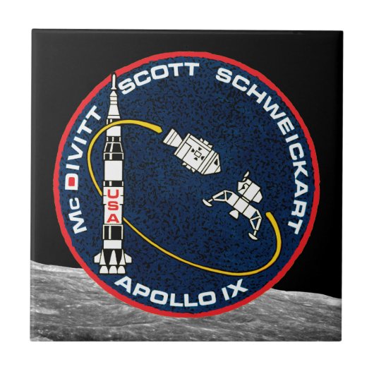 Apollo 9 NASA-Missionsabzeichen-Logo Fliese (Vorderseite)