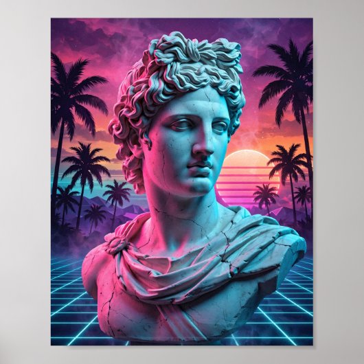 Apollo-Büste — Vaporwave griechische Statue Poster (Vorne)