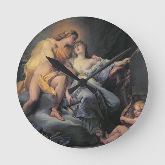 Apollo caressing the nymph Leucothea (oil on canva Runde Wanduhr (Vorderseite)
