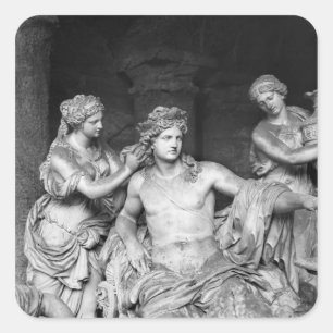 Apollo, gepflegt durch Nymphen im Hain des Quadratischer Aufkleber
