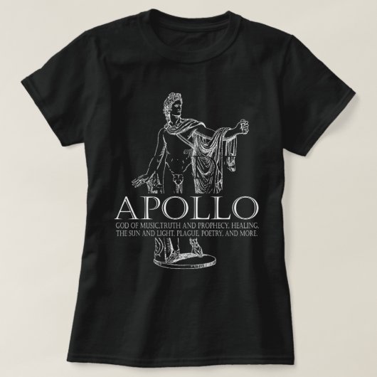 Apollo Gott der Musik und Sun Griechische Mytholog T-Shirt (Design vorne)