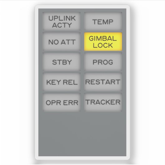 Apollo Guidance Computer Indicator alarm DSKY Aufkleber (Vorderseite)