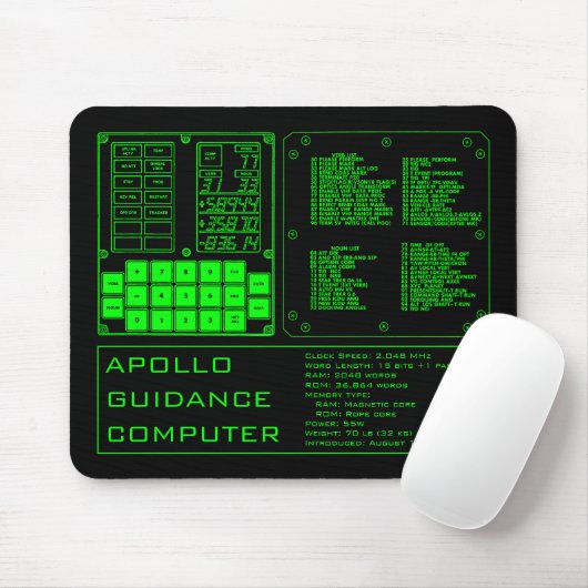 Apollo Guidance Computer Mouse Pad Mousepad (Mit Mouse)