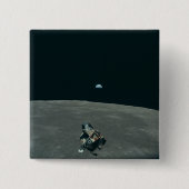 Apollo Lunar Lander und Erdaufgang über dem Mond Button (Vorderseite)