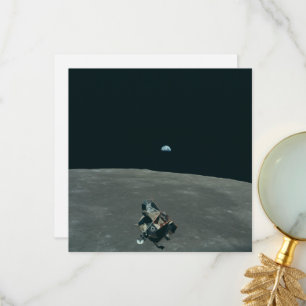 Apollo Lunar Lander und Erdaufgang über dem Mond Dankeskarte