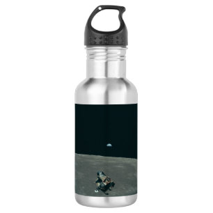Apollo Lunar Lander und Erdaufgang über dem Mond Edelstahlflasche