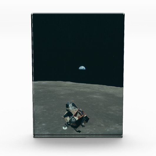 Apollo Lunar Lander und Erdaufgang über dem Mond Fotoblock (Vorderseite)