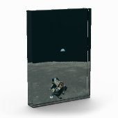 Apollo Lunar Lander und Erdaufgang über dem Mond Fotoblock (Links)